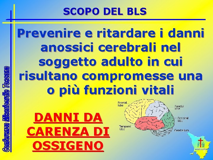 SCOPO DEL BLS Prevenire e ritardare i danni anossici cerebrali nel soggetto adulto in