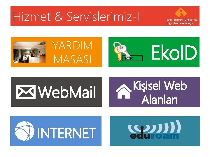 Hizmet & Servislerimiz-I YARDIM MASASI Eko. ID Kişisel Web Alanları Web. Mail ıNTERNET Your