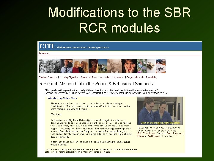 Modifications to the SBR RCR modules 