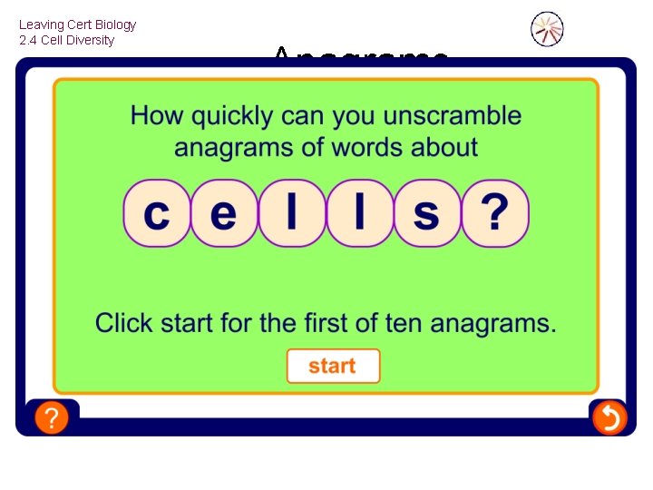 Leaving Cert Biology 2. 4 Cell Diversity Anagrams 