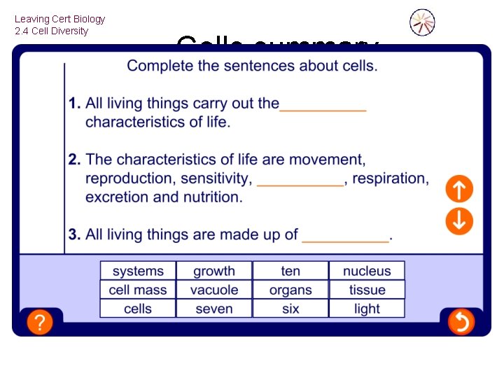 Leaving Cert Biology 2. 4 Cell Diversity Cells summary 