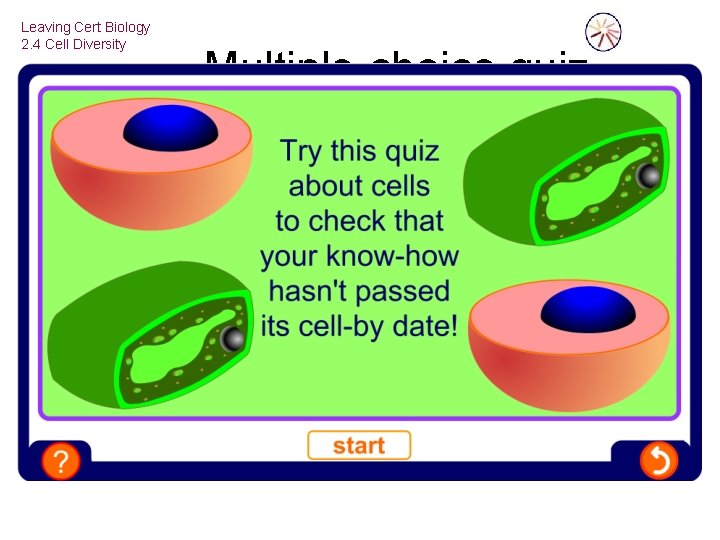 Leaving Cert Biology 2. 4 Cell Diversity Multiple-choice quiz 