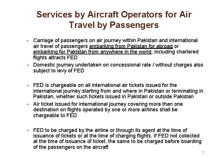 Services by Aircraft Operators for Air Travel by Passengers Carriage of passengers on air
