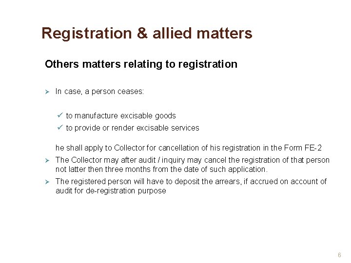 Registration & allied matters Others matters relating to registration Ø In case, a person