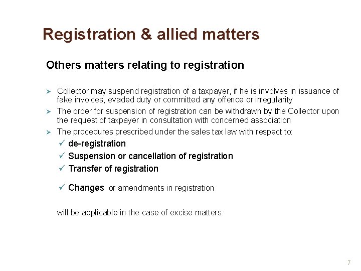 Registration & allied matters Others matters relating to registration Collector may suspend registration of
