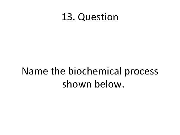 13. Question Name the biochemical process shown below. 