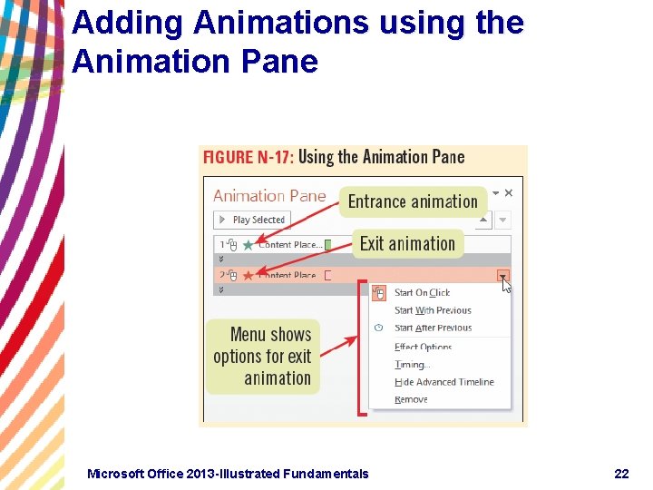 Adding Animations using the Animation Pane Microsoft Office 2013 -Illustrated Fundamentals 22 