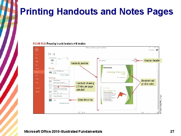 Printing Handouts and Notes Pages Microsoft Office 2010 -Illustrated Fundamentals 27 