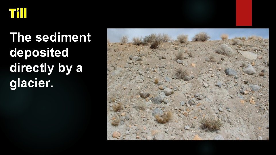 Till The sediment deposited directly by a glacier. 