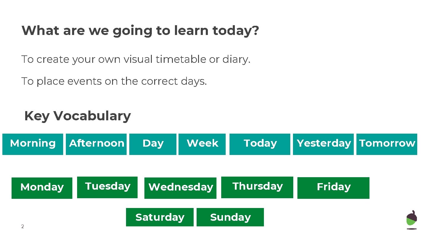 What are we going to learn today? To create your own visual timetable or