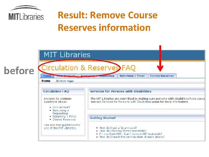 Result: Remove Course Reserves information before 
