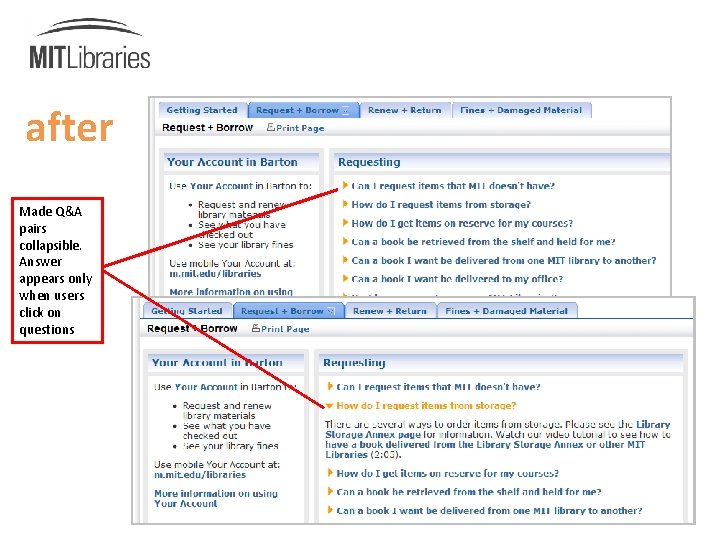 after Made Q&A pairs collapsible. Answer appears only when users click on questions 
