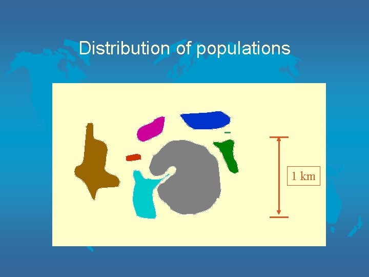 Distribution of populations 1 km 