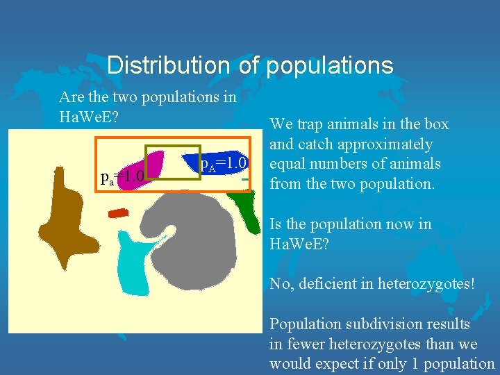 Distribution of populations Are the two populations in Ha. We. E? pa=1. 0 p.