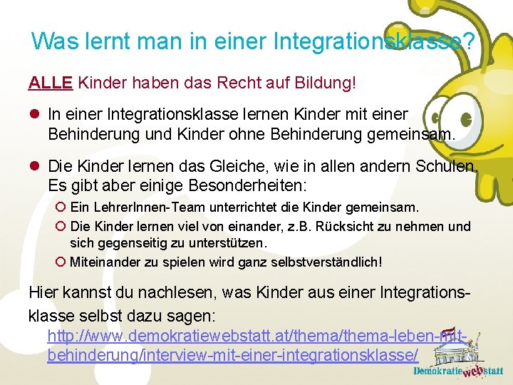 Was lernt man in einer Integrationsklasse? ALLE Kinder haben das Recht auf Bildung! l