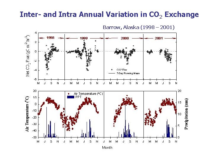 Inter- and Intra Annual Variation in CO 2 Exchange Barrow, Alaska (1998 – 2001)