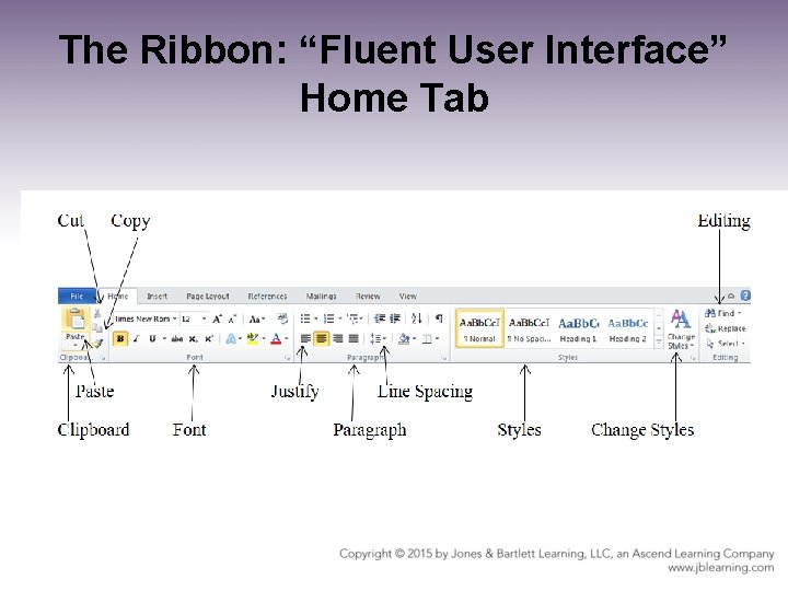 The Ribbon: “Fluent User Interface” Home Tab The Ribbon: “Fluent User Interface” Home Tab