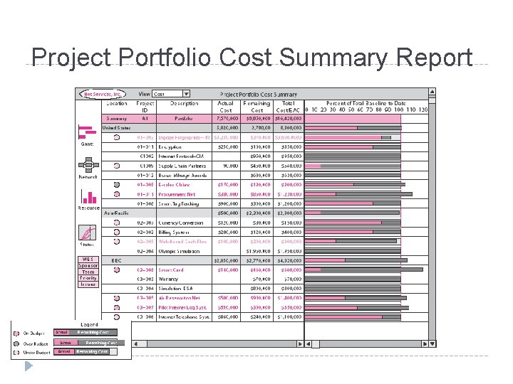 Project Portfolio Cost Summary Report FIGURE 16. 1 