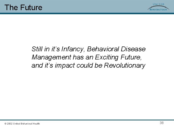 The Future Still in it’s Infancy, Behavioral Disease Management has an Exciting Future, and