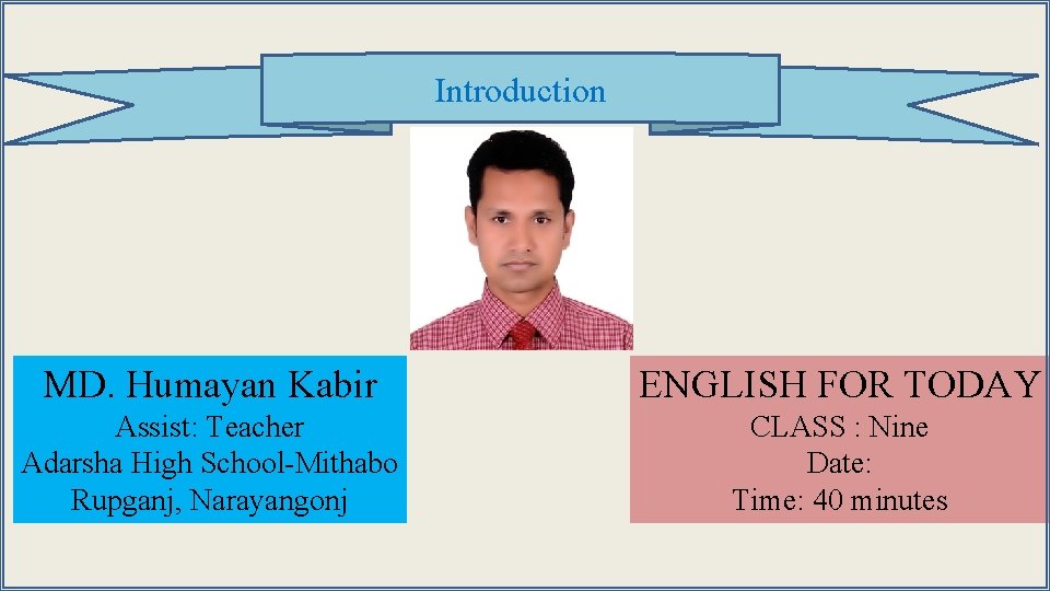 Introduction MD. Humayan Kabir ENGLISH FOR TODAY Assist: Teacher Adarsha High School-Mithabo Rupganj, Narayangonj