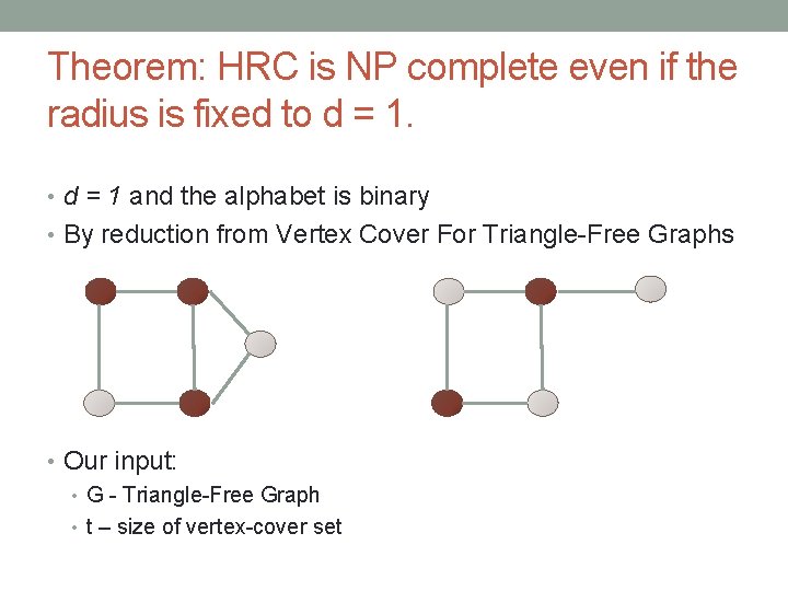 Theorem: HRC is NP complete even if the radius is fixed to d =