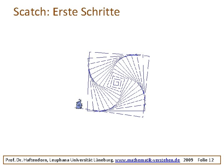 Scatch: Erste Schritte Prof. Dr. Haftendorn, Leuphana Universität Lüneburg, www. mathematik-verstehen. de 2009 Folie