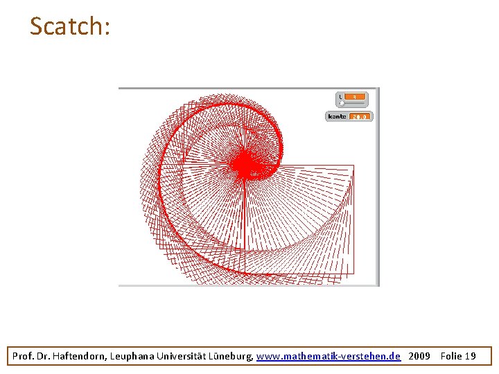 Scatch: Prof. Dr. Haftendorn, Leuphana Universität Lüneburg, www. mathematik-verstehen. de 2009 Folie 19 