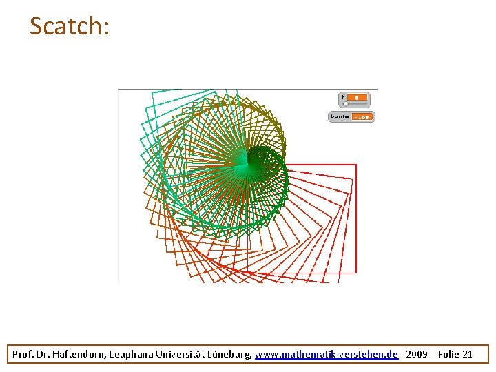 Scatch: Prof. Dr. Haftendorn, Leuphana Universität Lüneburg, www. mathematik-verstehen. de 2009 Folie 21 