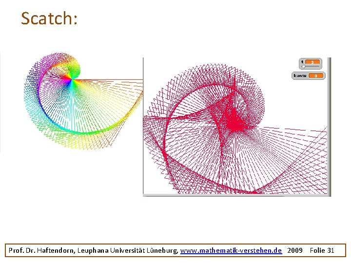 Scatch: Prof. Dr. Haftendorn, Leuphana Universität Lüneburg, www. mathematik-verstehen. de 2009 Folie 31 