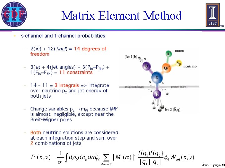 Matrix Element Method C. Ciobanu, page 13 
