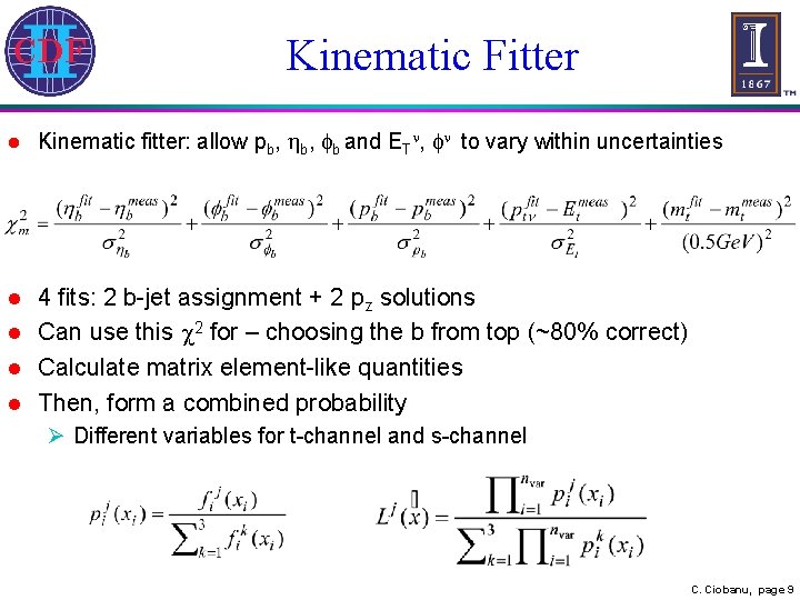Kinematic Fitter l Kinematic fitter: allow pb, b and ET , to vary within