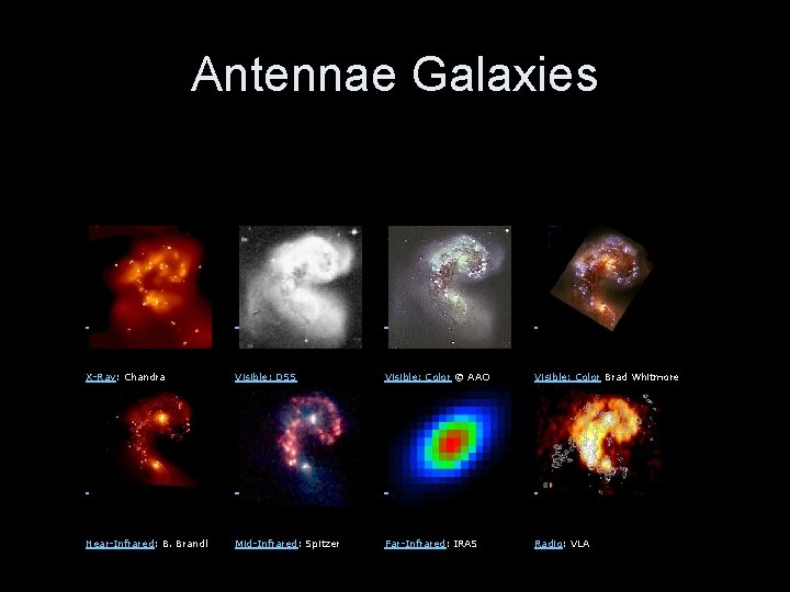 Antennae Galaxies X-Ray: Chandra Visible: DSS Visible: Color © AAO Visible: Color Brad Whitmore