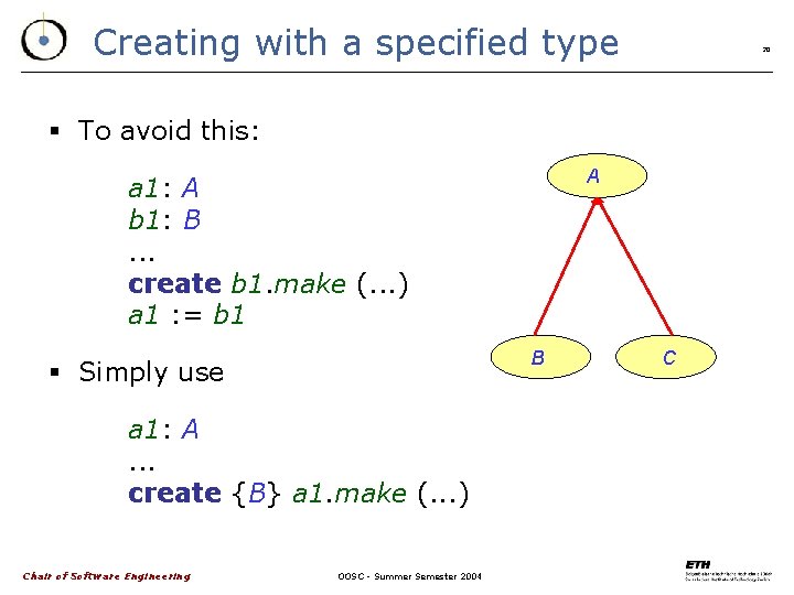 Creating with a specified type 20 § To avoid this: A a 1: A