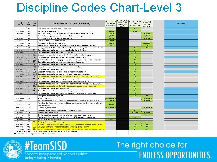 Discipline Codes Chart-Level 3 