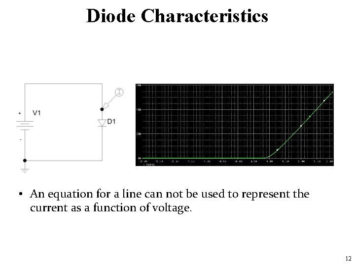 Diode Characteristics • An equation for a line can not be used to represent