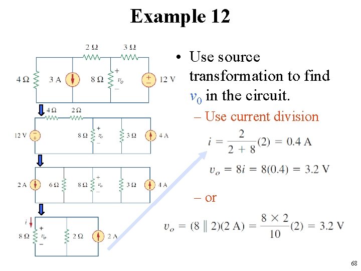 Example 12 • Use source transformation to find v 0 in the circuit. –