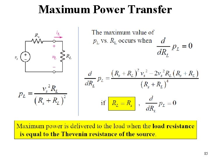 Maximum Power Transfer 85 