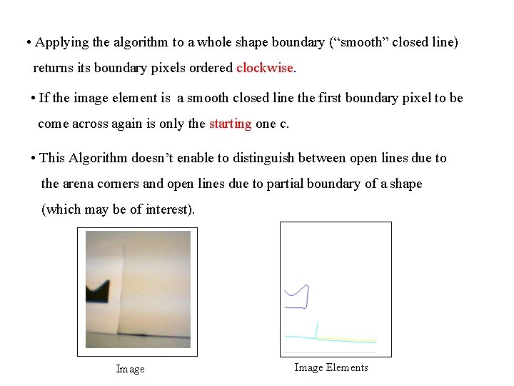  • Applying the algorithm to a whole shape boundary (“smooth” closed line) returns