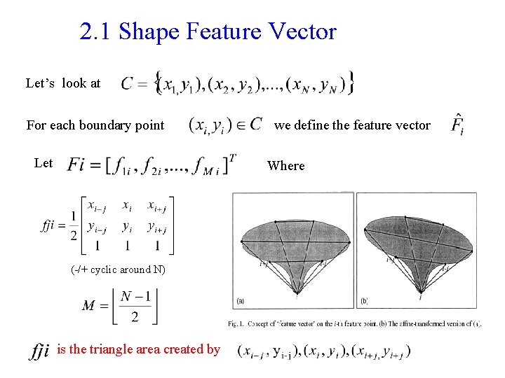 2. 1 Shape Feature Vector Let’s look at For each boundary point Let we