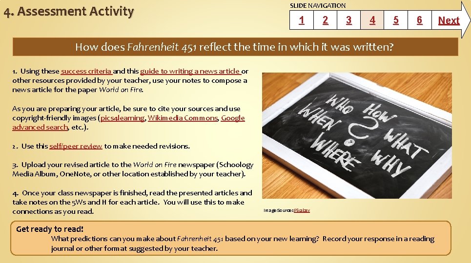 4. Assessment Activity SLIDE NAVIGATION 1 2 3 4 5 6 How does Fahrenheit