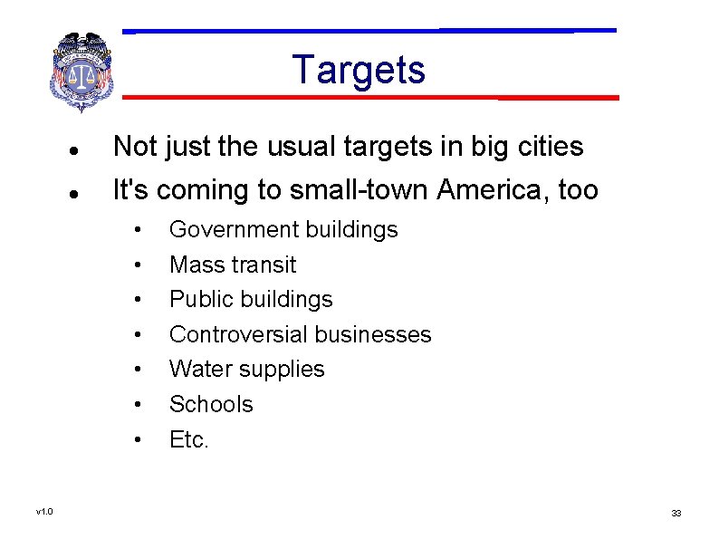 Targets Not just the usual targets in big cities It's coming to small-town America,