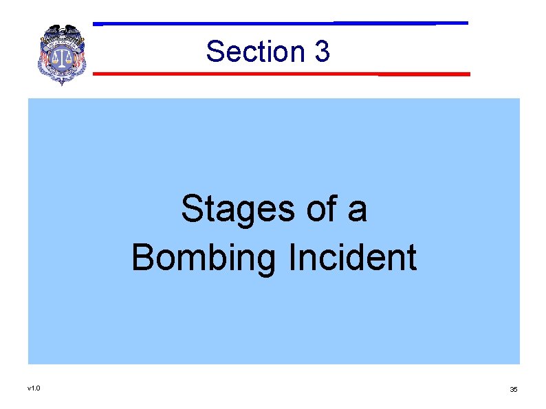 Section 3 Stages of a Bombing Incident v 1. 0 35 