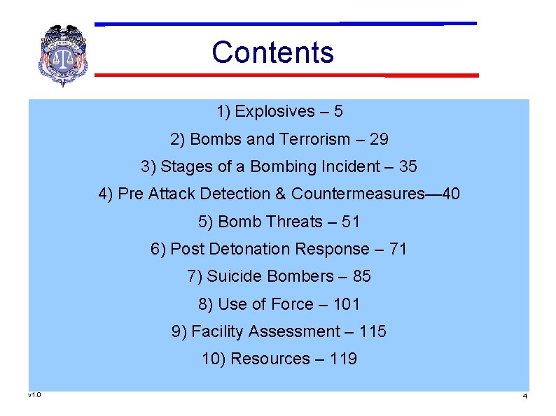 Contents 1) Explosives – 5 2) Bombs and Terrorism – 29 3) Stages of