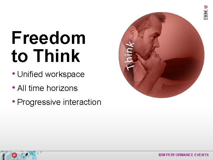 Freedom to Think • Unified workspace • All time horizons • Progressive interaction 2