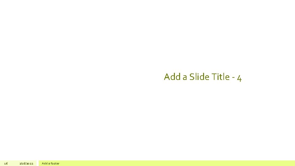 Add a Slide Title - 4 16 2/16/2022 Add a footer 