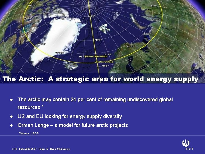 The Arctic: A strategic area for world energy supply l The arctic may contain