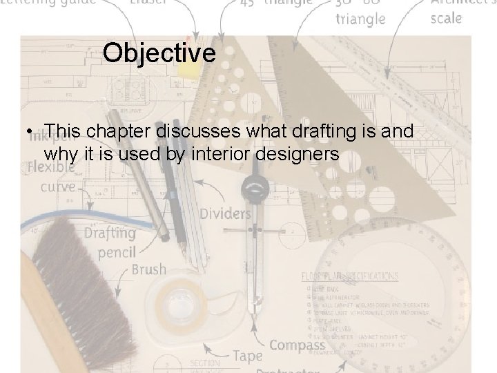 Objective • This chapter discusses what drafting is and why it is used by