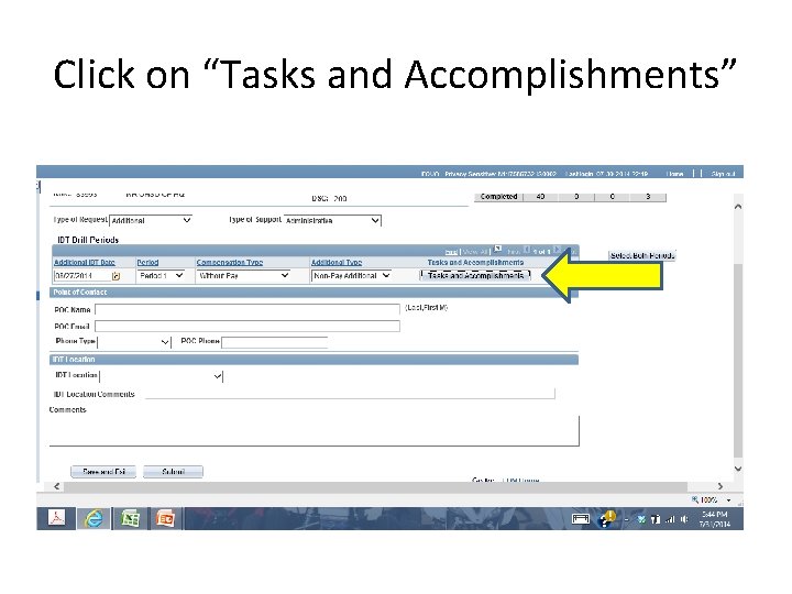 Click on “Tasks and Accomplishments” 