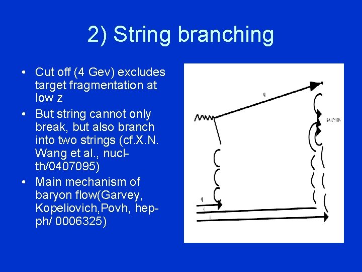 2) String branching • Cut off (4 Gev) excludes target fragmentation at low z