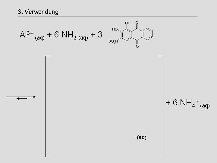 3. Verwendung Al 3+ (aq) + 6 NH 3 (aq) + 3 + 6